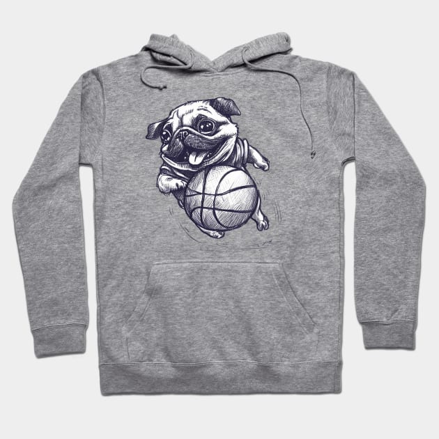 Pug Plying Basketball Hoodie by Pickledjo